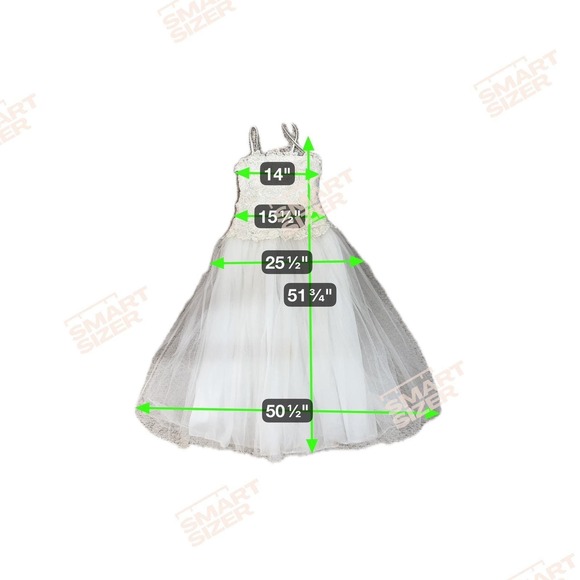 Junior Bride Flower Girl Dress Lace Tulle Rhinestone Straps Ivory Vintage Y2K - Picture 5 of 5